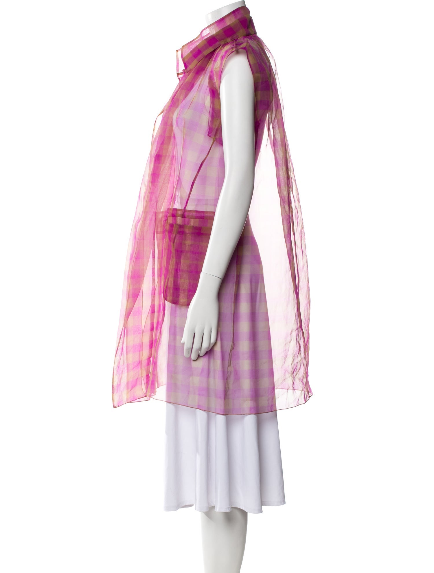 Marni Plaid Print Cowl Neck Tunic